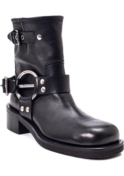 Hassy Siyah Hakiki Deri Kadın Topuklu Bot fiyatları