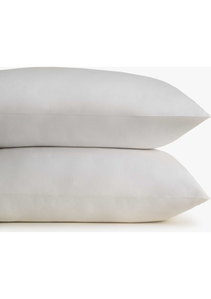 2'li Düz Yastık Kılıfı %100 Organik Pamuk Saten Krem 50X70 cm