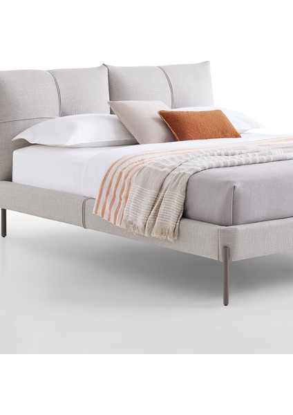 Varena Başlıklı Karyola 2'li Set - Açık Gri