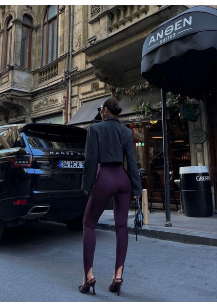Munn Collection Toparlayıcı Füzo Tayt Likralı Ayak Detaylı - Bordo