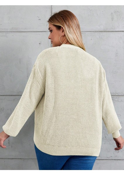 Munn Collection Kadın Beş Düğme Detay Büyük Beden Triko Hırka modelleri