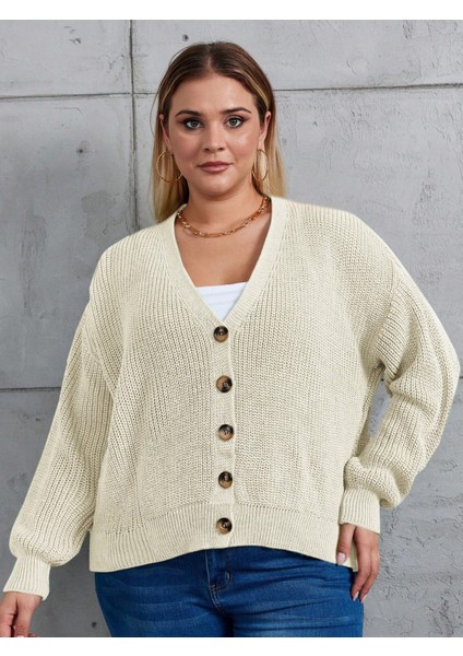 Munn Collection Kadın Beş Düğme Detay Büyük Beden Triko Hırka fırsatları