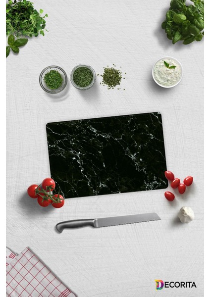 Siyah Mermer Görünümlü | Cam Kesme Tahtası - Cam Kesme Tablası | 20CM x 30CM