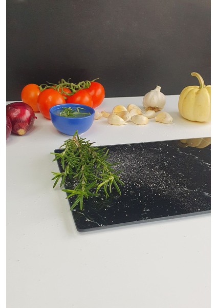 Siyah Mermer Görünümlü | Cam Kesme Tahtası - Cam Kesme Tablası | 20CM x 30CM modelleri