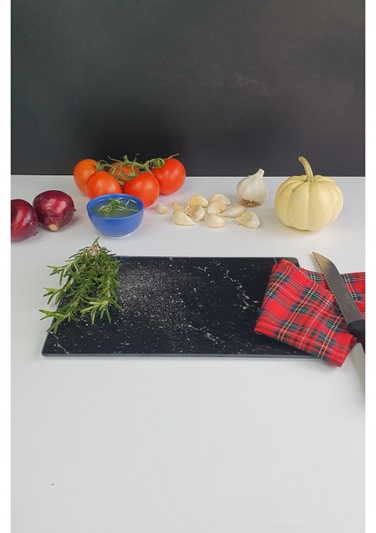 Siyah Mermer Görünümlü | Cam Kesme Tahtası - Cam Kesme Tablası | 20CM x 30CM fırsatları