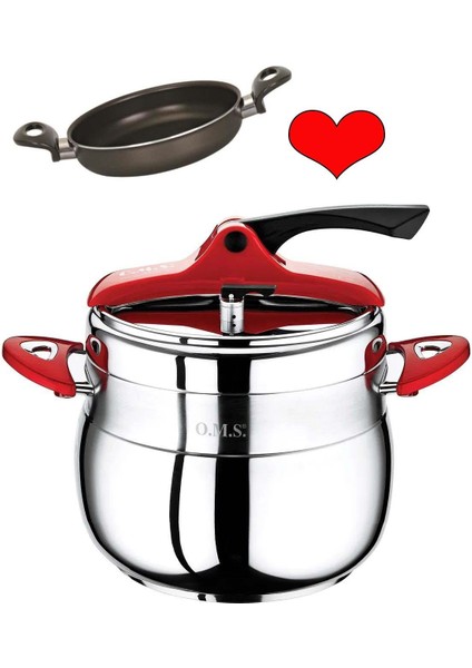 Çelik Düdüklü Tencere 7 Litre ve Mehtap Teflon Sahan 18 cm