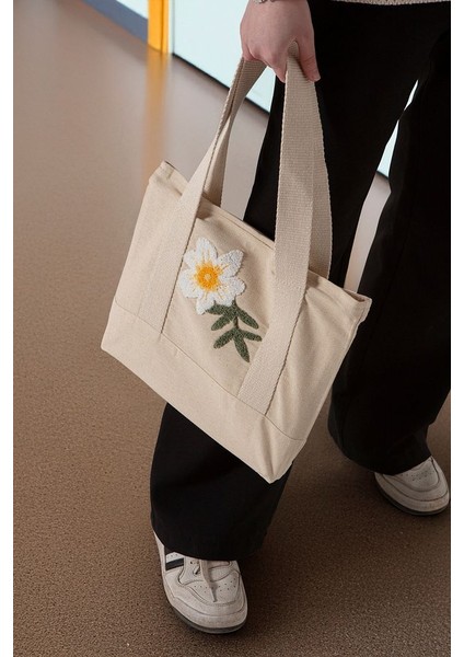 Desenli Bez Keten Omuz Çantası, Plaj Çantası, Işlemeli El ve Kol Çantası %100 Pamuk 36X29 cm fırsatları