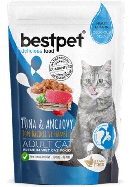 85 gr x 24 Adet Yetişkin Kediler Için, Tahılsız, Jöle Içinde Tuna ve Hamsi Parça 661142