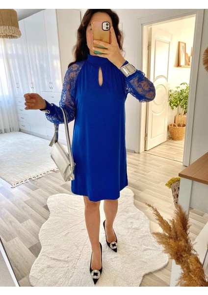 Munn Collection Kadın Uzun Kollu Tül Detay Sandy Mini Boy Elbise
