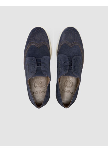 %100 Hakiki Deri Süet Lacivert Erkek Günlük Ayakkabı