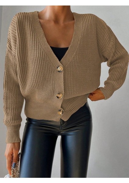 Munn Collection Kadın Uzun Kollu Düğme Detay Triko Bluz modelleri