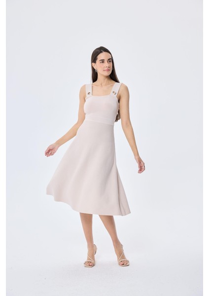 Madison Kadın Yazlık Rayon Triko Elbise - Taş