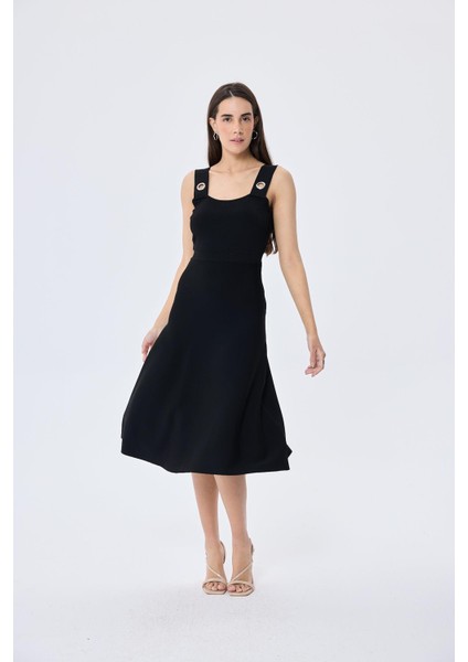 Madison Kadın Yazlık Rayon Triko Elbise - Siyah