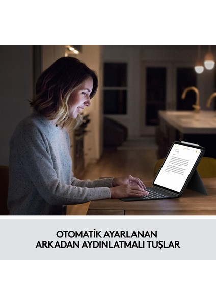 Combo Touch 11" iPad Pro 1. 2. 3. ve 4. Nesil ile Uyumlu Çok Yönlü Türkçe Klavyeli Kılıf - Gri