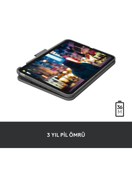 Slim Folio 10.9" iPad 10. Nesil ile Uyumlu Klavyeli Türkçe Tablet Kılıfı - Koyu Gri