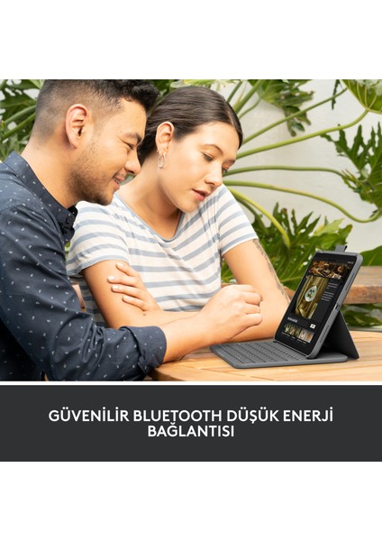 Slim Folio 10.9" iPad 10. Nesil ile Uyumlu Klavyeli Türkçe Tablet Kılıfı - Koyu Gri