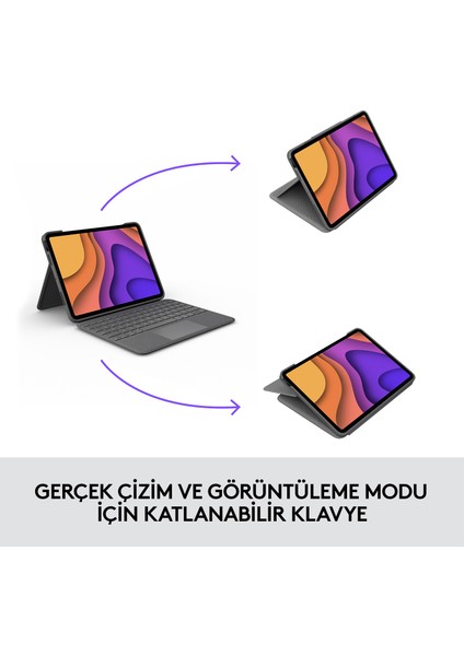 Slim Folio Touch iPad Air 11 inç (M2 ve M3) iPad Air 4. ve 5. Nesil ile Uyumlu Türkçe Klavyeli Kılıf - Koyu Gri indirimleri
