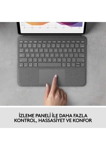 Slim Folio Touch iPad Air 11 inç (M2 ve M3) iPad Air 4. ve 5. Nesil ile Uyumlu Türkçe Klavyeli Kılıf - Koyu Gri fiyatları
