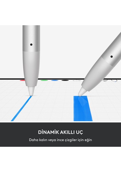 Logitech Crayon 2 USB-C iPad Uyumlu Dijital Kalem - Açık Gri