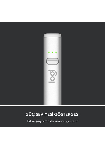 Logitech Crayon 2 USB-C iPad Uyumlu Dijital Kalem - Açık Gri