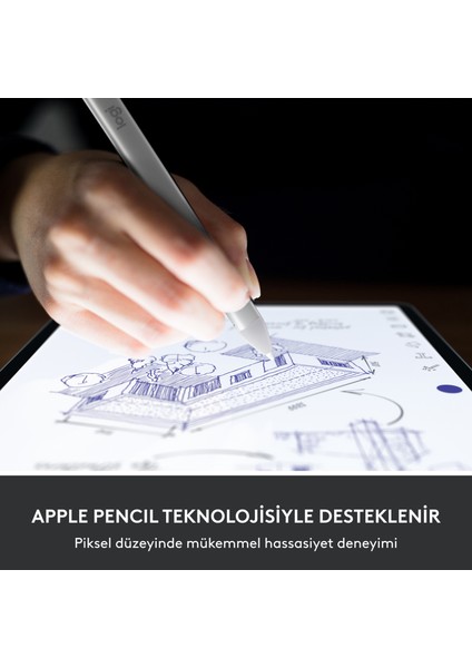Logitech Crayon 2 USB-C iPad Uyumlu Dijital Kalem - Açık Gri
