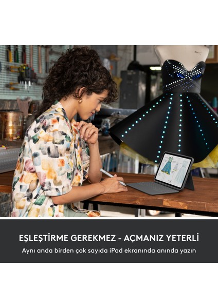 Logitech Crayon 2 USB-C iPad Uyumlu Dijital Kalem - Açık Gri