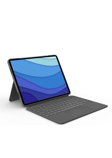 Combo Touch 12.9" iPad Pro 5. ve 6. Nesil ile Uyumlu Çok Yönlü Türkçe Klavyeli Kılıf - Gri