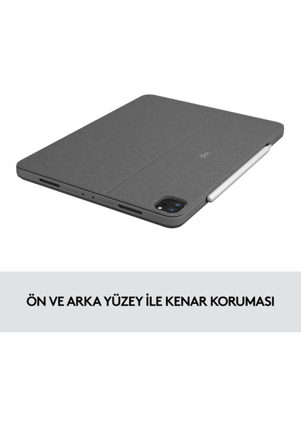 Combo Touch 12.9" iPad Pro 5. ve 6. Nesil ile Uyumlu Çok Yönlü Türkçe Klavyeli Kılıf - Gri modelleri