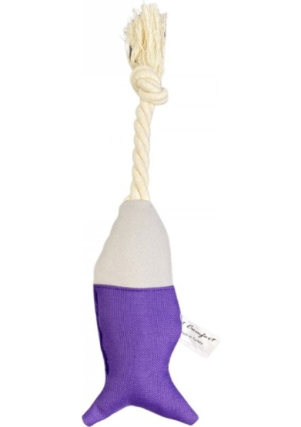 İpli Balık Su Geçirmez Kedi Oyuncağı Mor-A.Gri Ø6cm,
