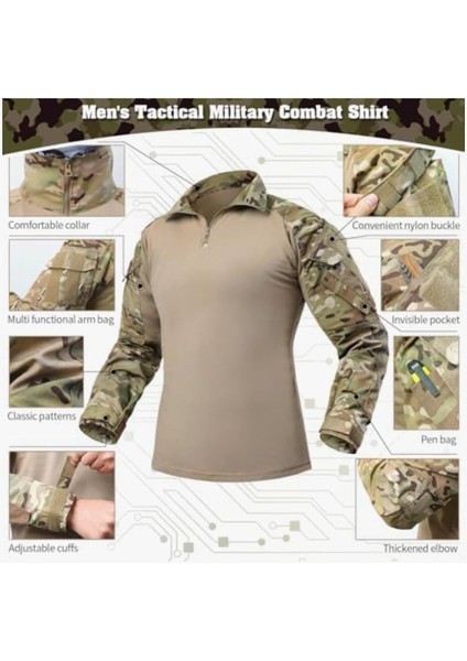 G3 Combat Tişörtü, Askeri Kamuflaj Kazak, Taktik Askeri Saldırı Kıyafeti, Kamuflajlı Uzun Kollu Taktik Kazak, Paintball Kazak Askeri, Balıkçılık / Ordu Için Fermuarlı Kazak