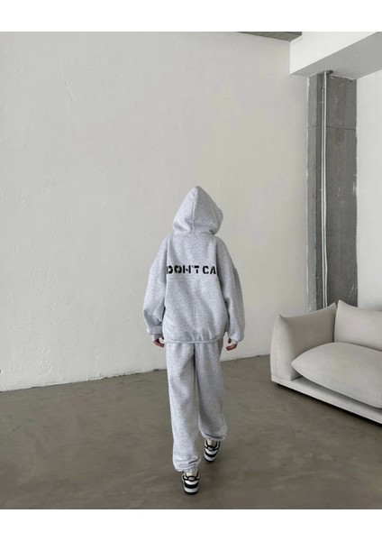 Munn Collection Nakış Işlemeli Üç Iplik Sweat Takım- Gri