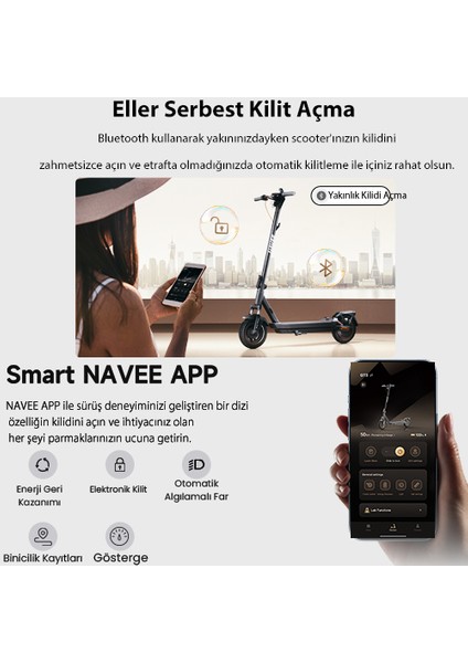 Gt3 Max Elektrikli Scooter 75 Km - 1000W Güç - %22 Eğim Perf. Dörtlü Süspansiyon 25 Km Hız Oto Far