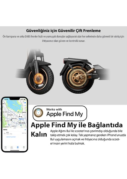 Gt3 Max Elektrikli Scooter 75 Km - 1000W Güç - %22 Eğim Perf. Dörtlü Süspansiyon 25 Km Hız Oto Far