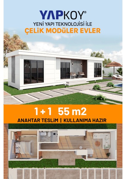 55 M2 Modüler Ev 1+1