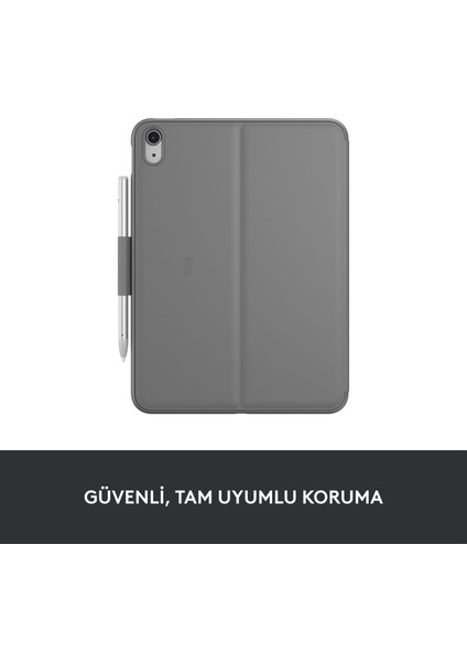 Slim Folio 10.9" iPad 10. Nesil ile Uyumlu Klavyeli Türkçe Tablet Kılıfı - Koyu Gri