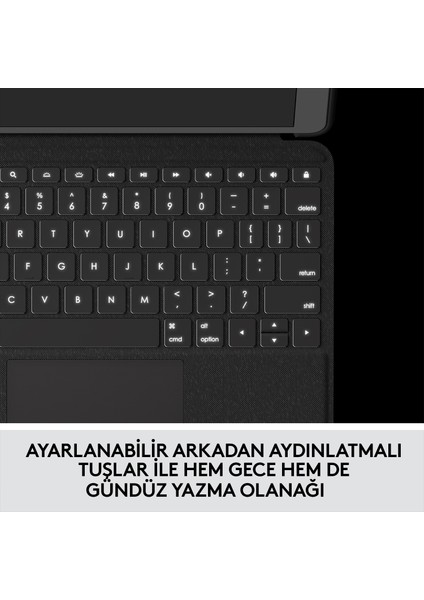 Slim Folio Touch iPad Air 11 inç (M2 ve M3) iPad Air 4. ve 5. Nesil ile Uyumlu Türkçe Klavyeli Kılıf - Koyu Gri