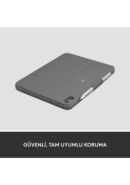 Combo Touch 10.9" iPad 10. Nesil ile Uyumlu Çok Yönlü Türkçe Klavyeli Kılıf - Gri