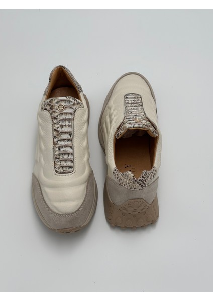 Kadın Hakiki Deri Bej Sneakers & Spor Ayakkabı
