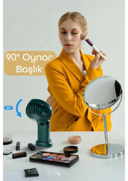 Lcd Ekranlı Şarjlı El Fanı Mini Vantilatör 5 Kademe Sessiz Boyun Askılı Yeşil Fan fırsatları