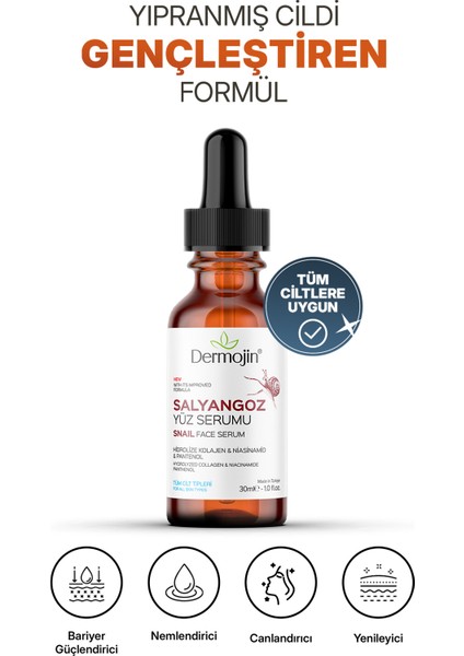 Bariyer Onarıcı Salyangoz Serumu 30 ml ( Glycolic Acid ve Hydrolyzed Collagen )