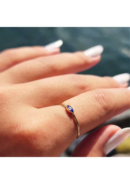 Gümüş Yüzük - Mekik Lacivert Mineli Göz Gümüş Yüzük-Minimal Tektaş Tasarım Nazar Boncuğu Gümüş Yüzük