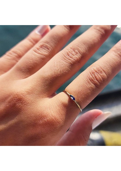 Gümüş Yüzük - Mekik Lacivert Mineli Göz Gümüş Yüzük-Minimal Tektaş Tasarım Nazar Boncuğu Gümüş Yüzük fırsatları