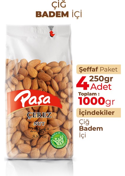 Çiğ Badem İçi 250 gr x 4 Adet (1 kg)