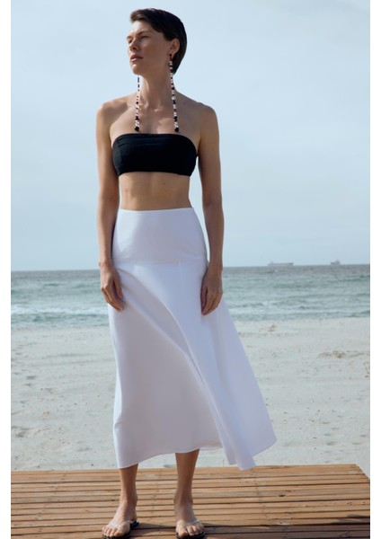 Beyaz Isola Korsajlı Etek