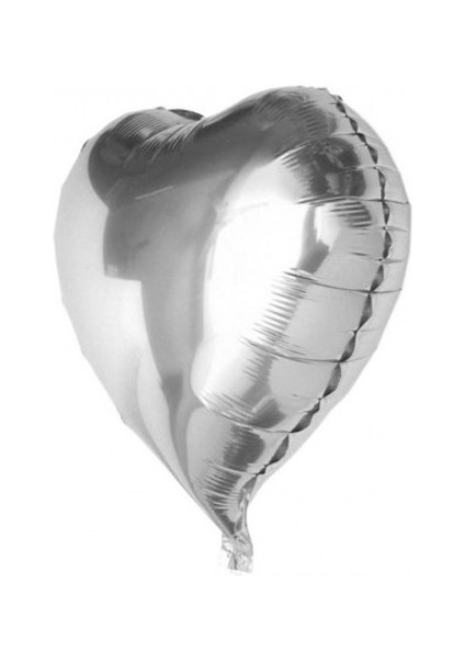 Gümüş Rengi Kalp Folyo Balon 60 Cm.