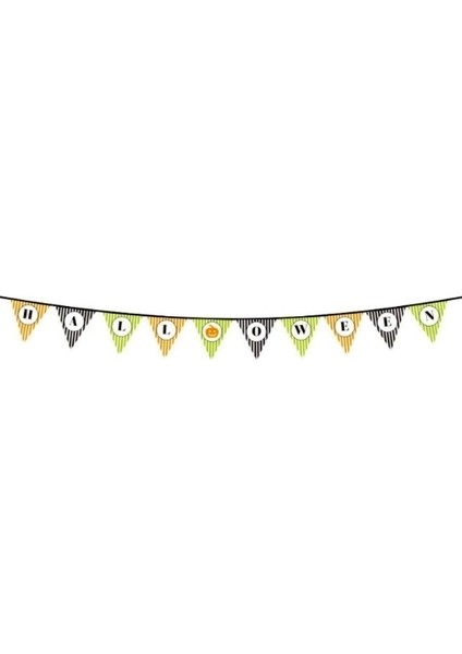 Cadılar Bayramı Kabak Temalı Halloween Yazılı Banner Süs Flama 3 Metre
