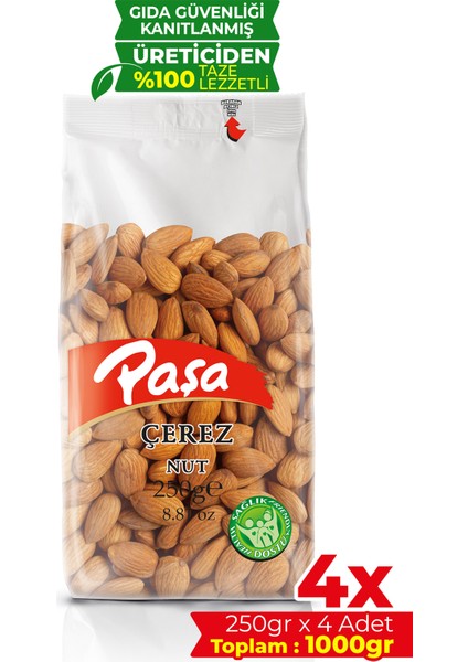 Çiğ Badem İçi 250 gr x 4 Adet (1 kg)