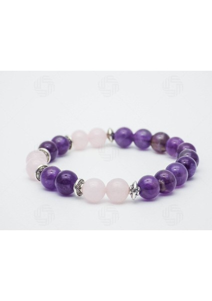 Zarif ve Şık | Ametist ve Kristal Kuvars Doğal Taş Bileklik | Sertifikalı > Handcrafted fiyatları