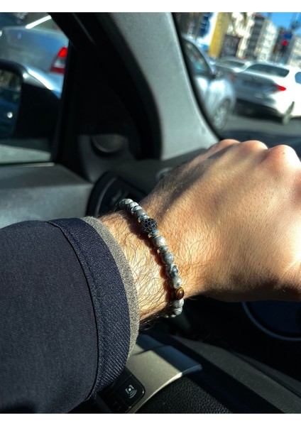 4 mm | Zirkonyum Aksesuarlı Jasper Doğal Taş Bileklik > Sertifikalı - Handcrafted