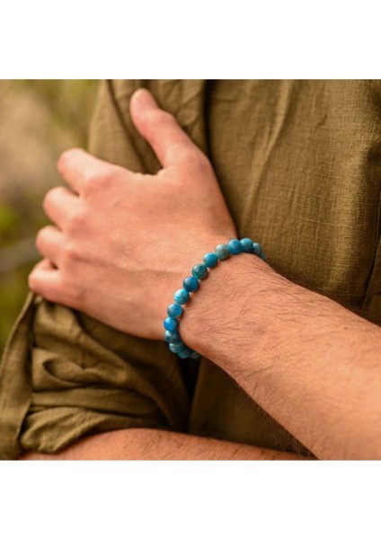 Mavi Apatit Madagascar: Unisex Doğal Taş Bileklik
